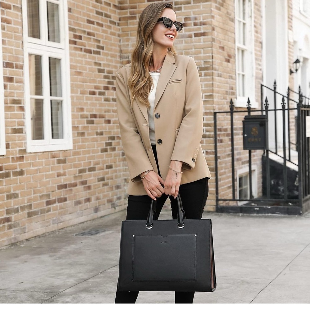 CLUCI Briefcase for Women Vegan Leather 15.6 Inch Laptop Bag Large Pocket